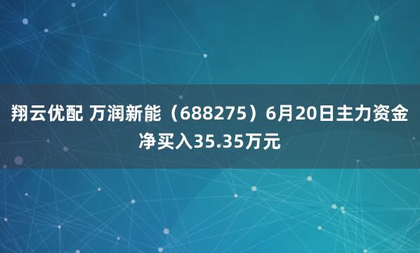 翔云优配 万润新能（688275）6月20日主力资金净买入35.35万元